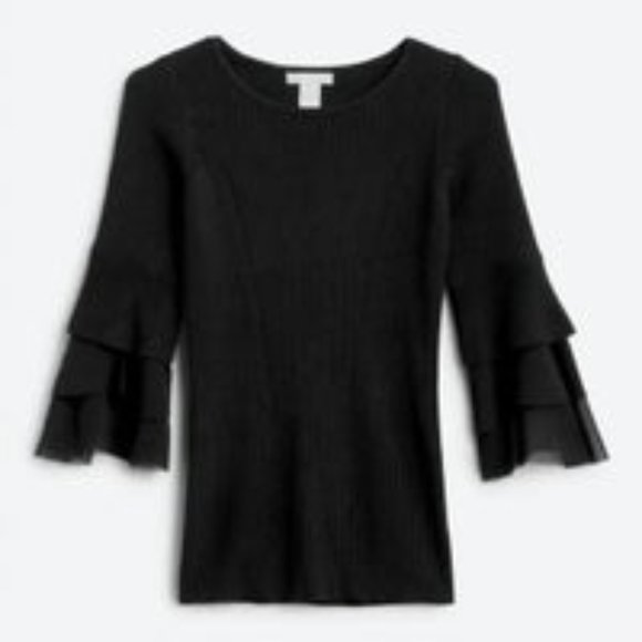 Design History Sweaters - Design History Ethelda Ruffle Bell Sleeve Pullover Sweater XL